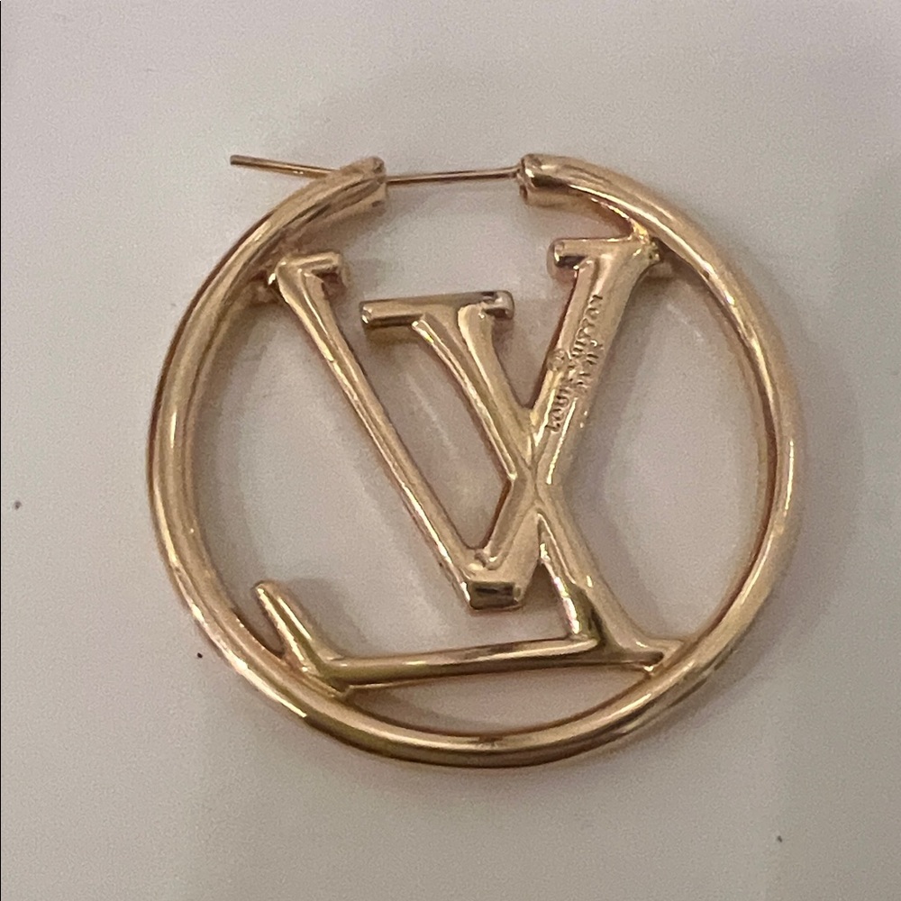 Louie Vuitton logo Gold Hoop Earring